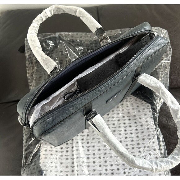Bolvaint Cabot Luxury Briefcase Navy Leather w/Black Accents Travel Collection - Picture 4 of 11
